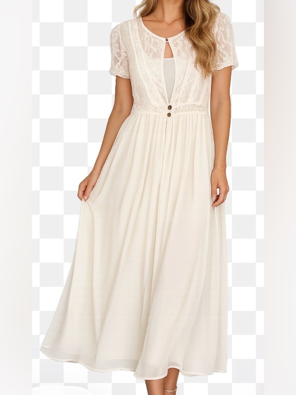 Xhilaration Cream Lace Maxi Dress/tunic/accessory statement piece Keyhole Front